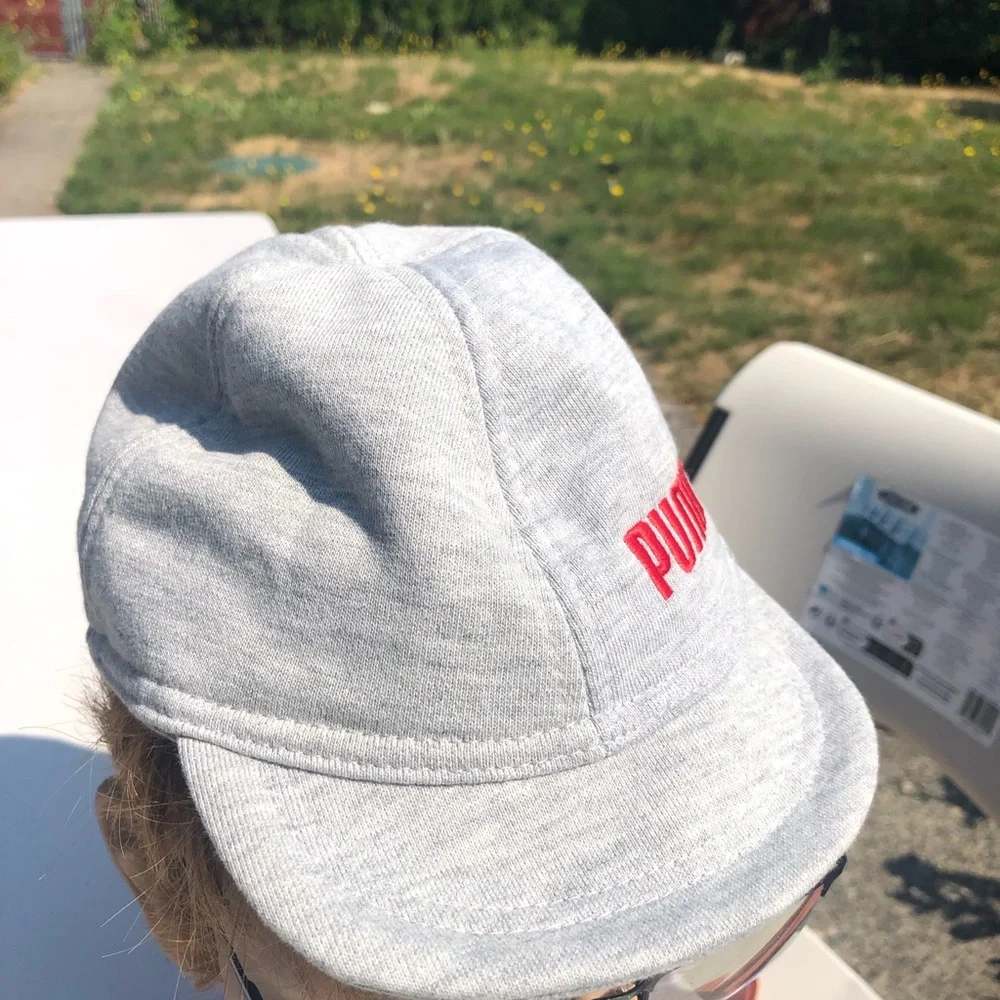 Puma Light Gray Kids Boy Cap with Red Logo Size One